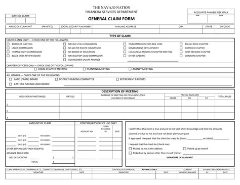 Navajo Nation Claim Form Fill Out Printable PDF Forms Online