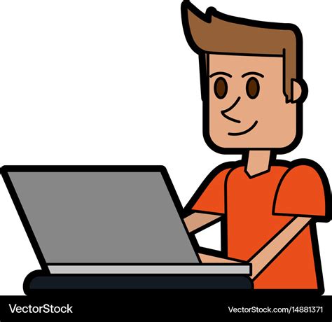 Person using laptop computer icon image Royalty Free Vector