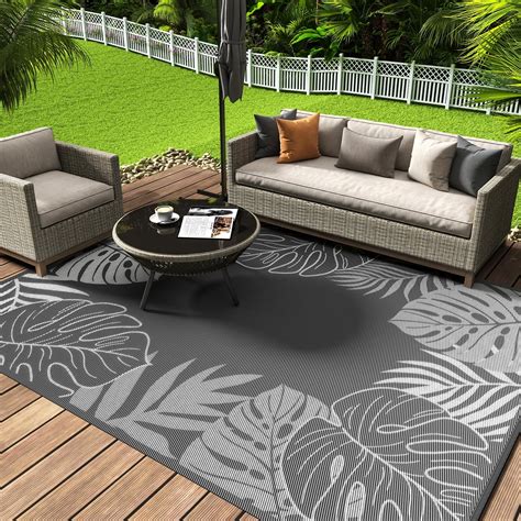 Cocoer Outdoor Rug 6x9 Waterproof Patio Rug Reversible Tropical Outdoor