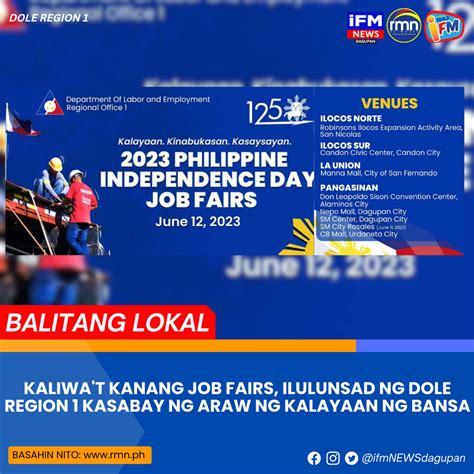 Kaliwa T Kanang Job Fairs Ilulunsad Ng Dole Region Kasabay Ng Araw