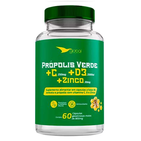 Pr Polis Verde Vit C D E Zinco Global Suplementos C Psulas