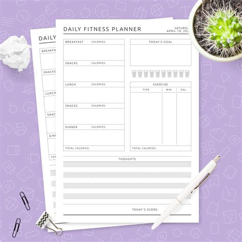 Daily Fitness Planner Template Template Printable Pdf