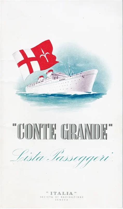 SS Conte Grande Passenger List 30 March 1952 GG Archives