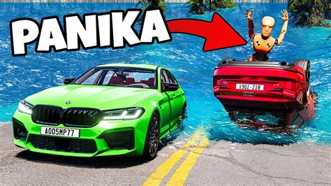 UCIECZKA PRZED POWODZIĄ ALE LUDZIE PANIKUJĄ BeamNG Drive YouTube