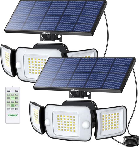 Intelamp Solar Security Lights Outdoor Motion Sensor 3 Head Adjustable