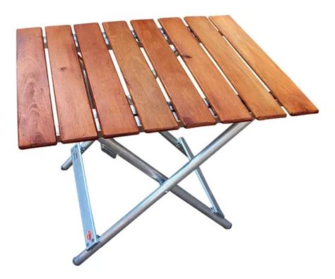 Mesa Aluminio Y Madera Plegable X Playa Jardin Camping