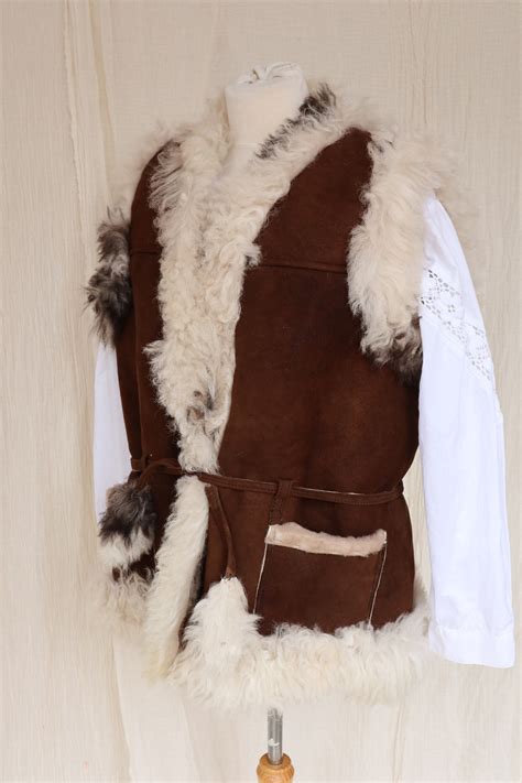 Chaleco De Gamba De Piel De Oveja Vintage Gilet De Esquila Etsy