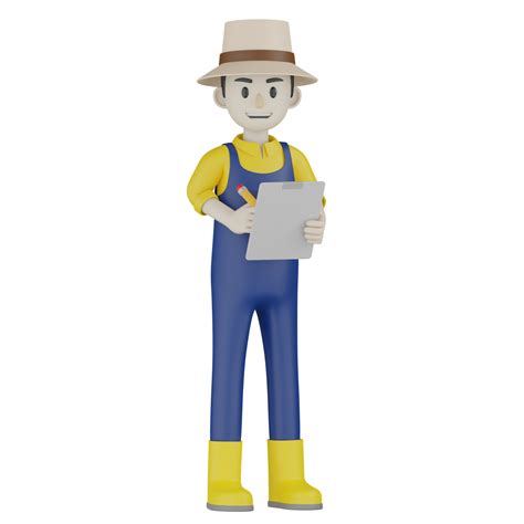 3d Isolated Field Supervisor In Blue And Yellow Clothes 10836421 PNG