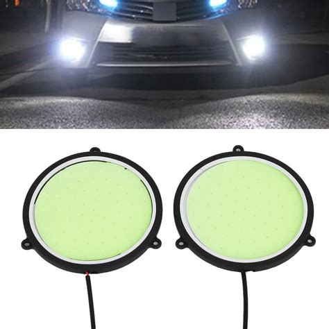 2Pcs 12V 90mm Car COB Lights DRL Daytime Running Light Flexible Round