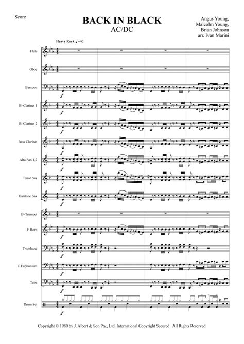 Back In Black Arr Ivan Marini By Ac Dc Sheet Music For Concert Band At Sheet Music Direct