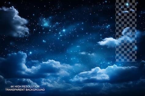 Premium Psd Black Dark Blue Night Sky With Stars White Cumulus Clouds