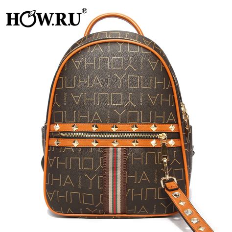 Howru Rivet Zipper Women Backpacks Famous Brand Pu Leather Vintage