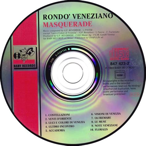 Car Tula Cd De Rondo Veneziano Masquerade Portada