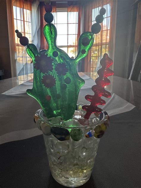 Fused Upcycling Glass Cactus And Succulent In A Pot Etsy