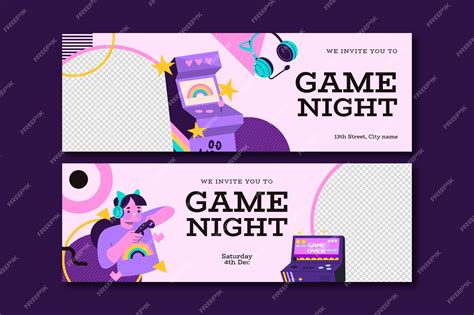 Premium Vector | Game night horizontal banner template