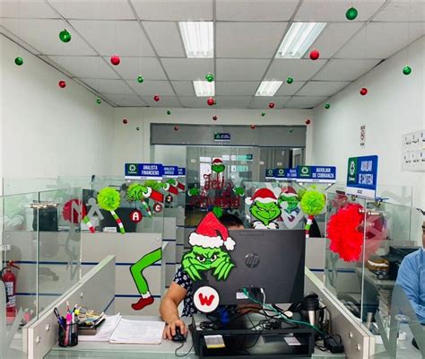 Oficina Grinch Decoración navideña oficina Navidad en la oficina