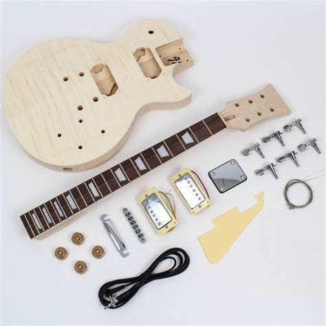 Les Paul Style Guitar Kit Flame Maple Diy Guitars Diy Electric Guitar Les Paul Guitars