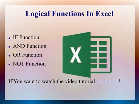 Logical Functions In Excel Ppt