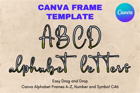 Canva Letters Frame Alphabet Template 46 Graphic By Mellow Template · Creative Fabrica