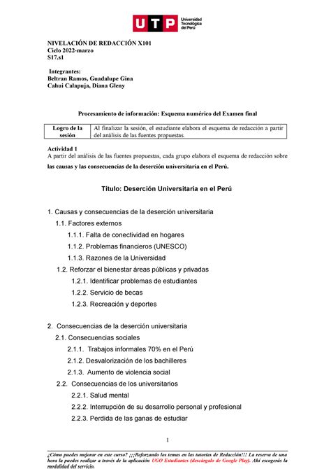 S S Esquema De Redacci N Material De Actividades