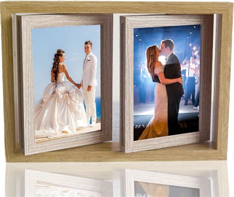 Double Sided Rotate Photo Frame Wooden Photo Frame Holds Photos X