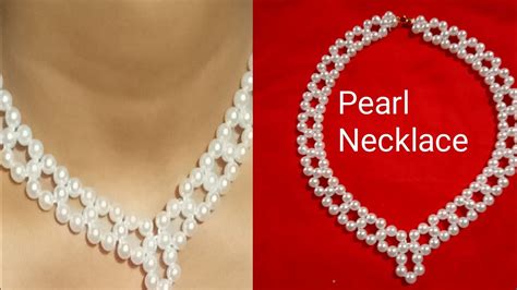 Pearl Necklace Simple Pearl Beaded Necklace Making Tutorial Nupur Creation Youtube