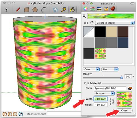 Applying Textures To Curved Surfaces In Sketchup Symmetrymill Tutorial