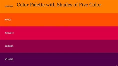 Color Palette With Five Shade Flush Orange International Orange Red