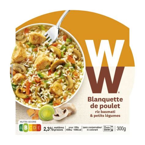 Plat cuisiné blanquette poulet riz légumes WEIGHT WATCHERS la