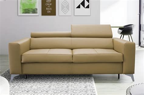 canape  places convertible en cuir italien de luxe movida beige