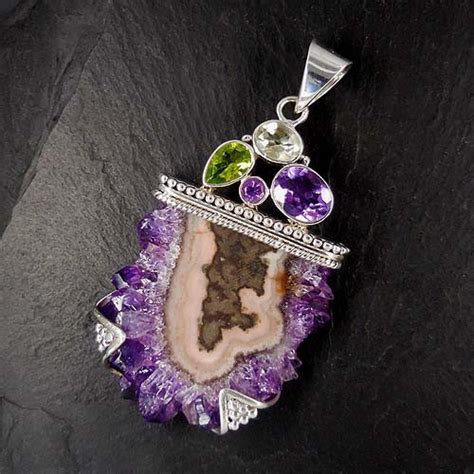 Amethyst Anh Nger Mit Peridot Und Prasiolith