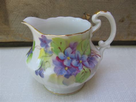 Vintage Takiro Handpainted Purple Floral Small Creamer Made Etsy