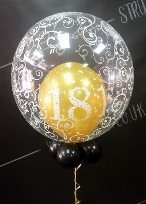 Gold 18th Birthday Double Bubble Helium Balloon Decoration