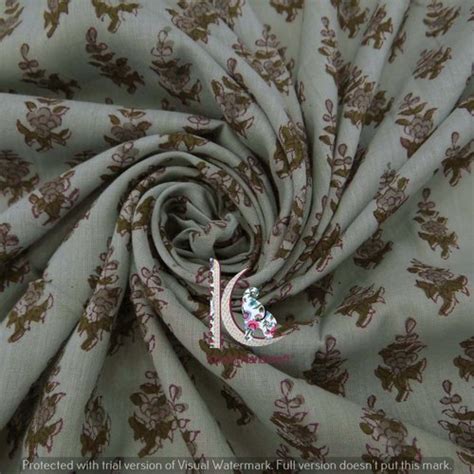 Hand Block Floral Print Cotton Fabric Jaipuri Bagru Print Fabric