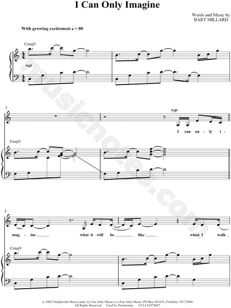 MercyMe I Can Only Imagine Sheet Music In C Major Transposable