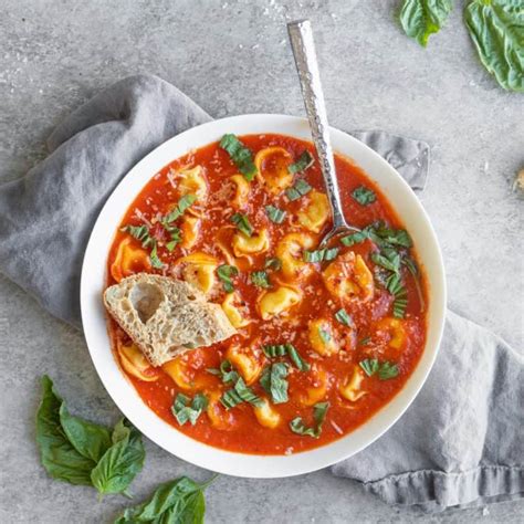 One Pot Creamy Tomato Tortellini Soup Delish Knowledge