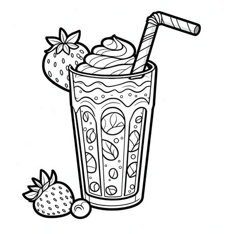 Smoothie Drink Strawberry Blueberry 🥤🍓🫐 Coloring Page