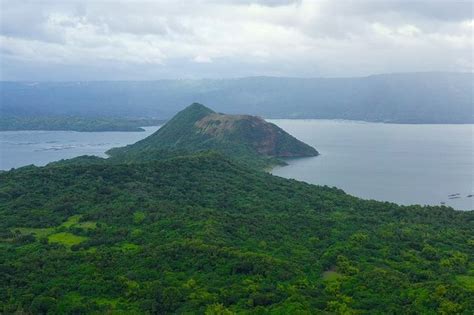 Lake crater at taal volcano containing crater lake, taal volcano, and taal