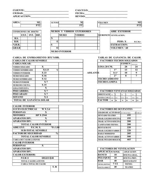 Tablas para Cálculo de Aire Acondicionado Ismael De la vega uDocz