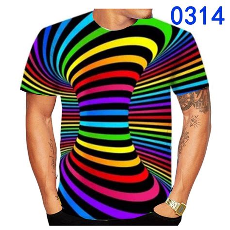 Newest Fashion Menwomen Rainbow 3d Printing T Shirt Vertigo Hypnotic Vortex Funny Short Sleeved