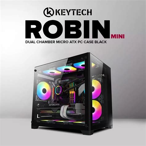 Easypc Keytech Robin Mini Dual Chamber Micro Atx Pc Case Black Or