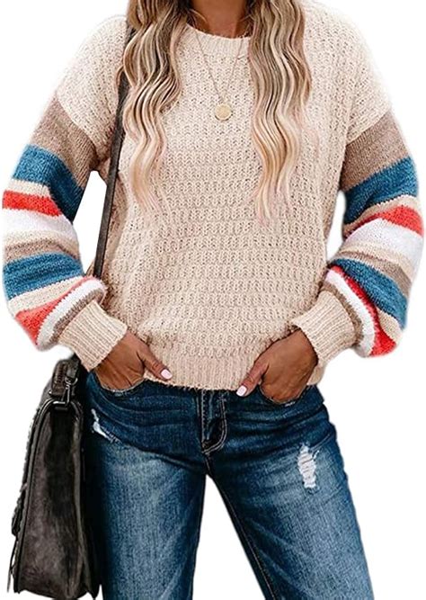 CORAFRITZ Damen Strickpullover langärmelig Rundhalsausschnitt bunt