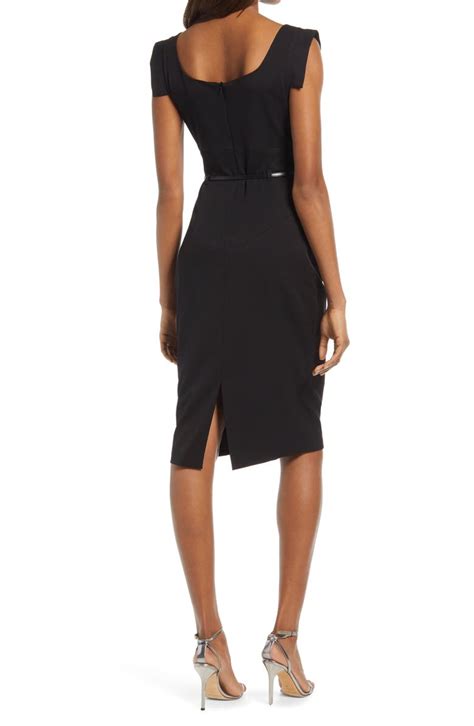 Black Halo Jackie Belted Stretch Gabardine Sheath Dress Nordstrom