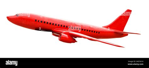 red passenger plane on white background Stock Photo - Alamy