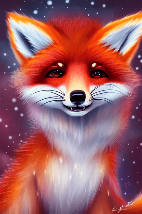 Kawaii Cute Fluffy Fox In The Style Of Puffy Gator Creative Fabrica