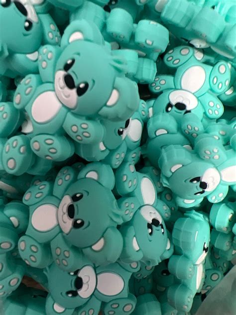 Silicone Teal Bear Shaped Beads Craft Supply Silicone Beads Sillymunk