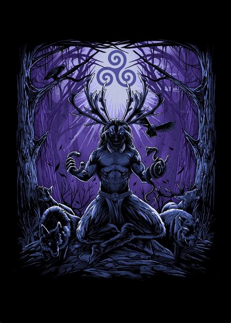 Celtic Cernunnos Mythology Poster Picture Metal Print Paint By