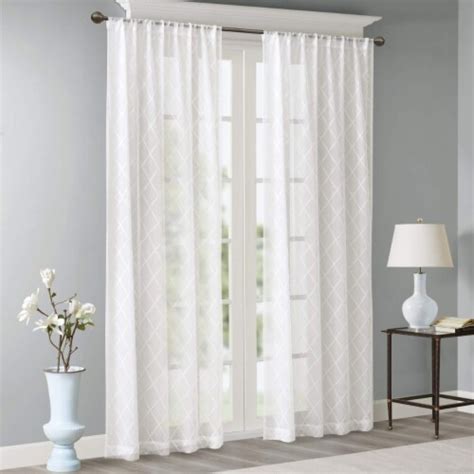 Madison Park Irina Diamond Sheer Window Panel 50 X 95 White 50 X 95 Fred Meyer