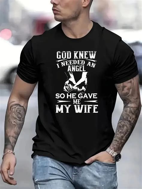 God Gave Wife Print T Shirt Tees Men Casual Short Sleeve T Temu Ireland