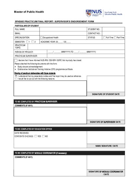 Fillable Online Sph Nus Edu Mph Practicum Report Template Fax Email